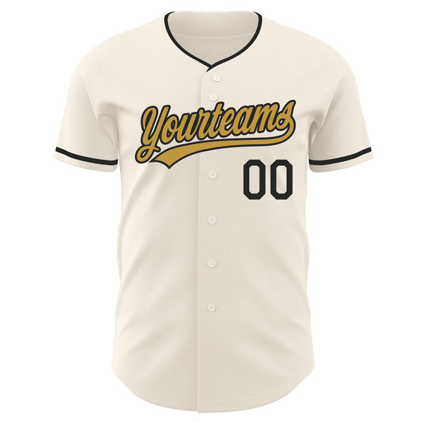 Custom Cream Old Gold-Black Authentic Baseball Jersey