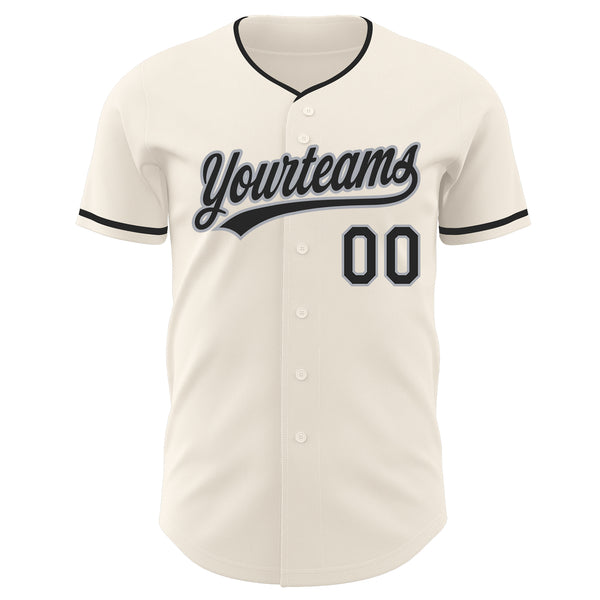 Custom Cream Black-Gray Authentic Baseball Jersey