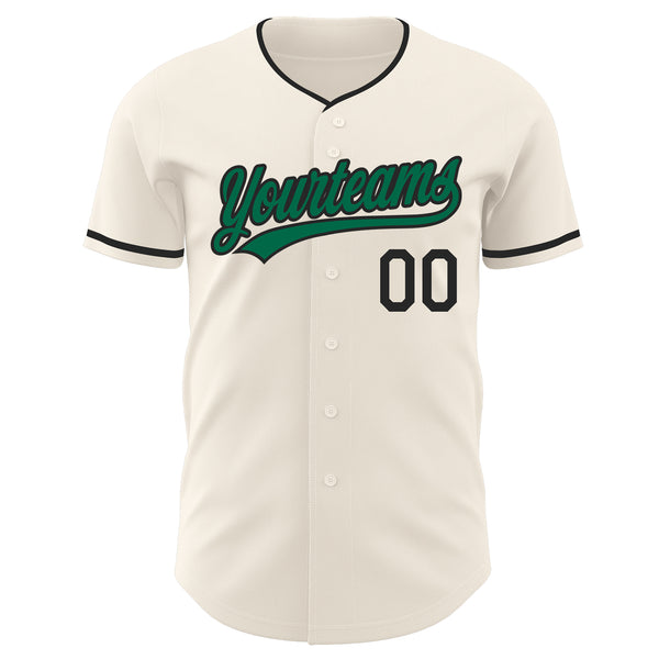 Custom Cream Kelly Green-Black Authentic Baseball Jersey