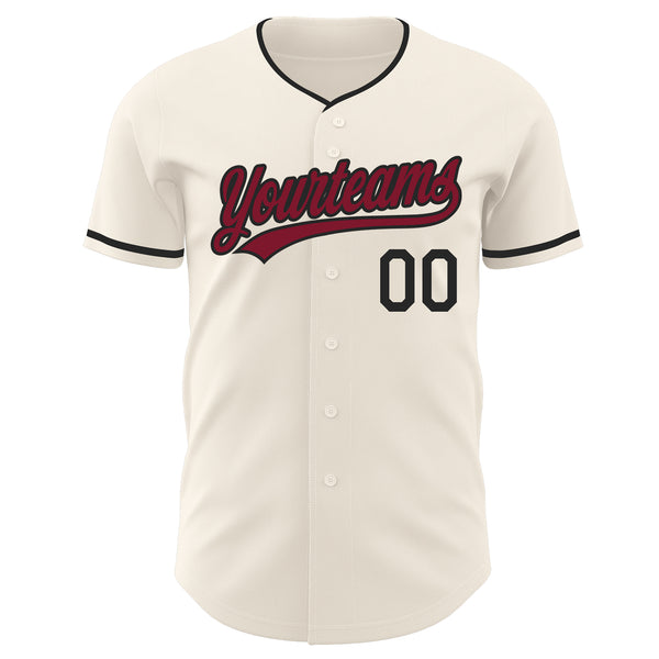 Custom Cream Crimson-Black Authentic Baseball Jersey
