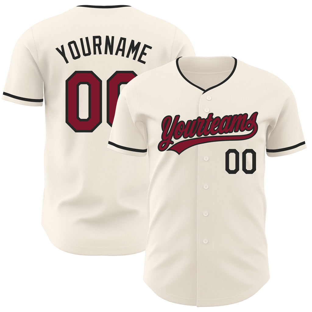 Custom Cream Crimson-Black Authentic Baseball Jersey