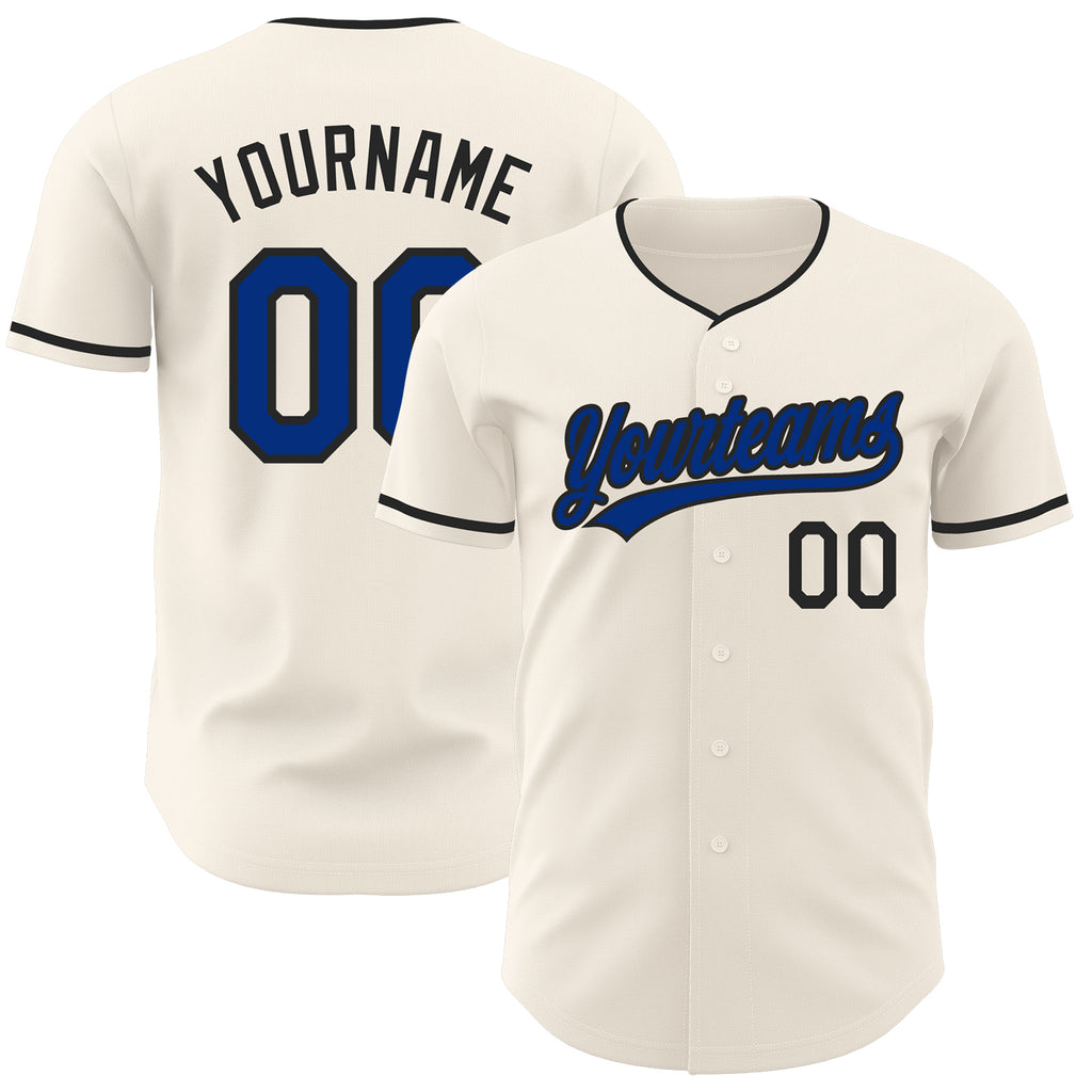 Custom Cream Royal-Black Authentic Baseball Jersey