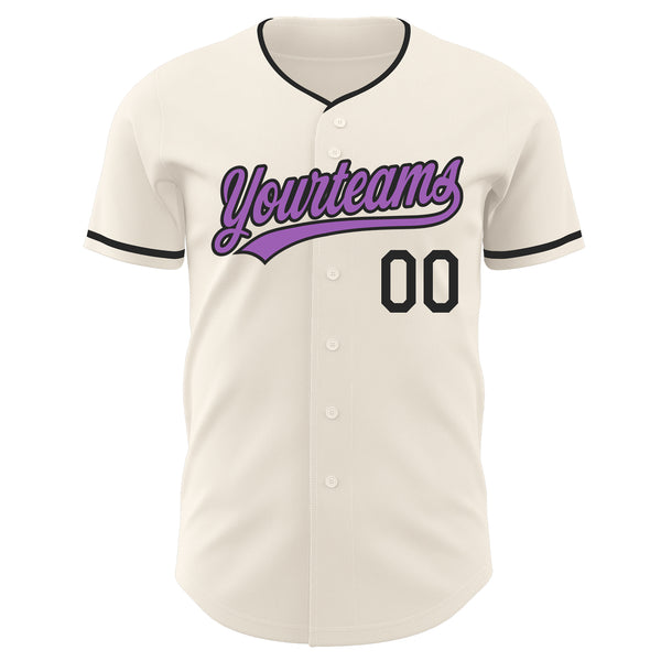 Custom Cream Medium Purple-Black Authentic Baseball Jersey