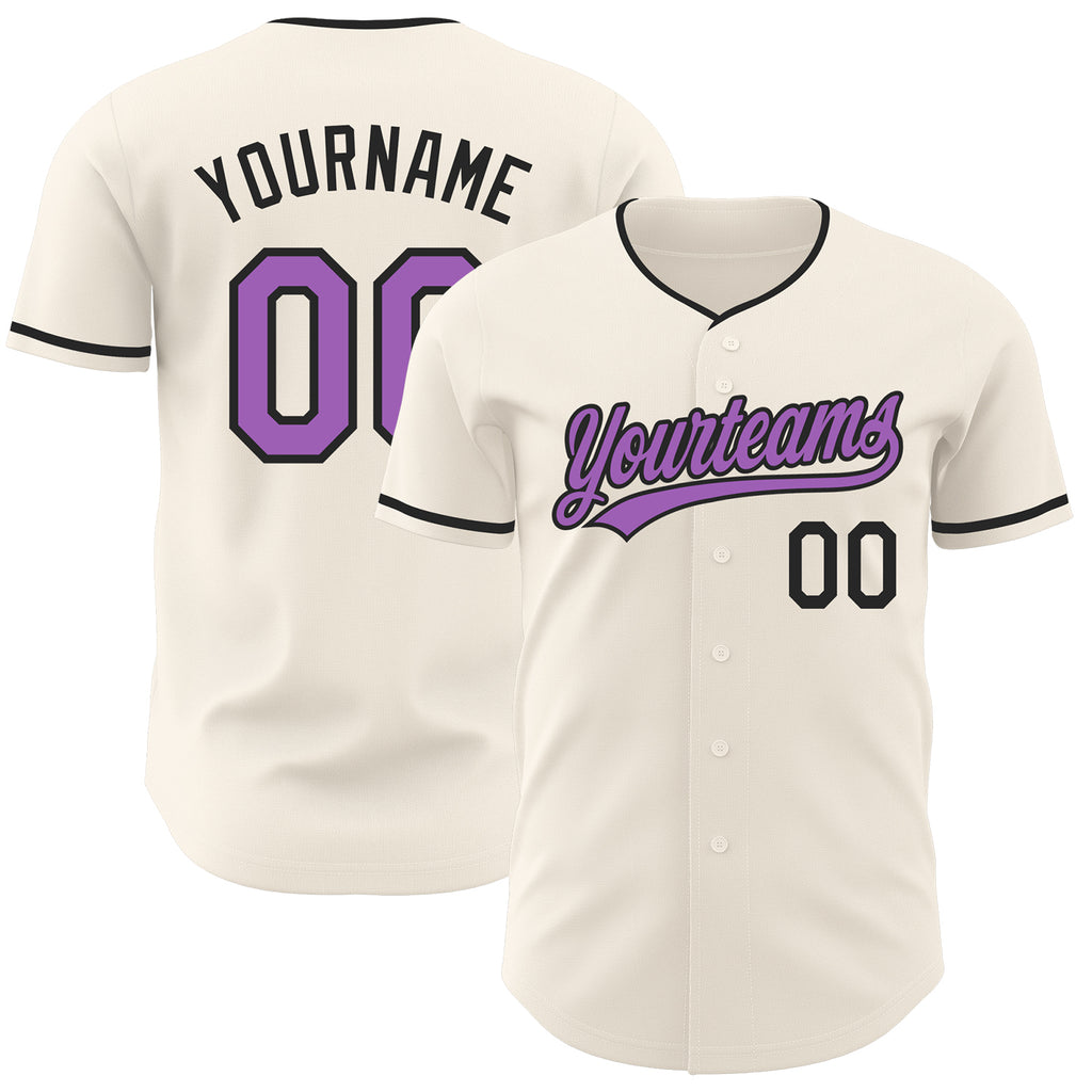 Custom Cream Medium Purple-Black Authentic Baseball Jersey