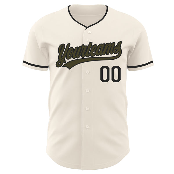 Custom Cream Olive-Black Authentic Baseball Jersey