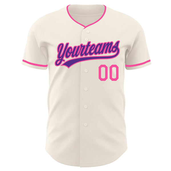 Custom Cream Purple-Pink Authentic Baseball Jersey