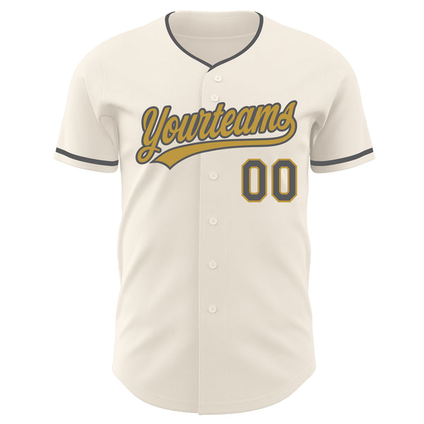 Custom Cream Steel Gray-Old Gold Authentic Baseball Jersey