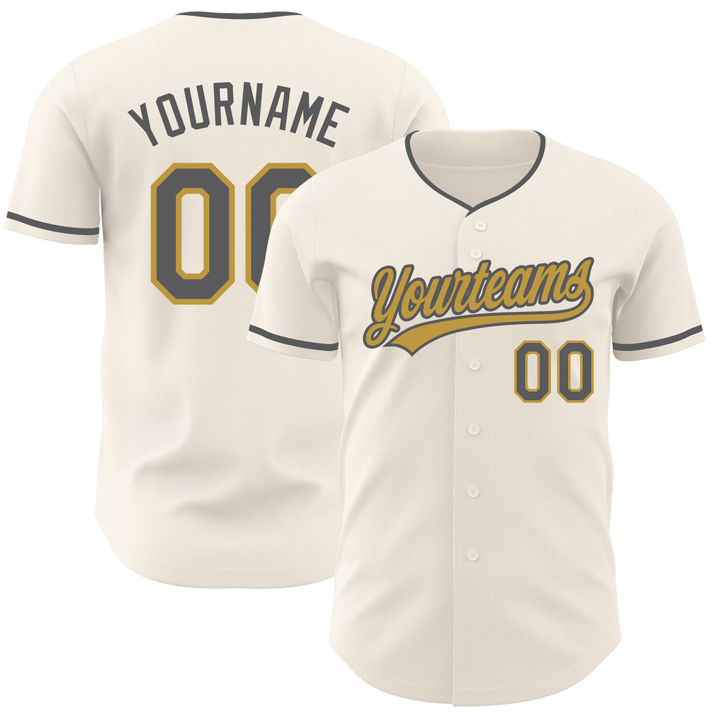 Custom Cream Steel Gray-Old Gold Authentic Baseball Jersey