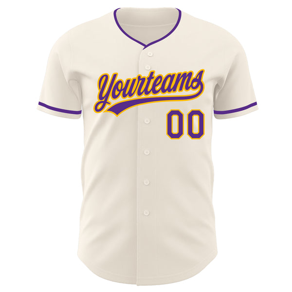 Custom Cream Purple-Gold Authentic Baseball Jersey