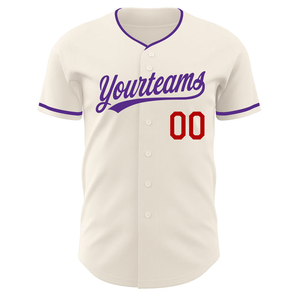 Custom Cream Purple-Red Authentic Baseball Jersey