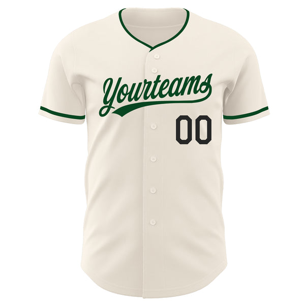 Custom Cream Green-Black Authentic Baseball Jersey