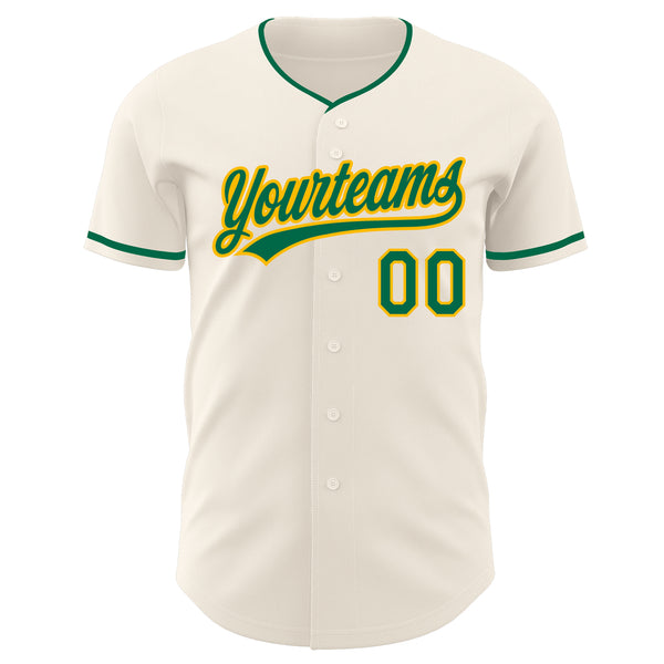 Custom Cream Kelly Green-Gold Authentic Baseball Jersey