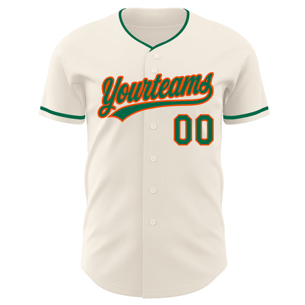 Custom Cream Kelly Green-Orange Authentic Baseball Jersey