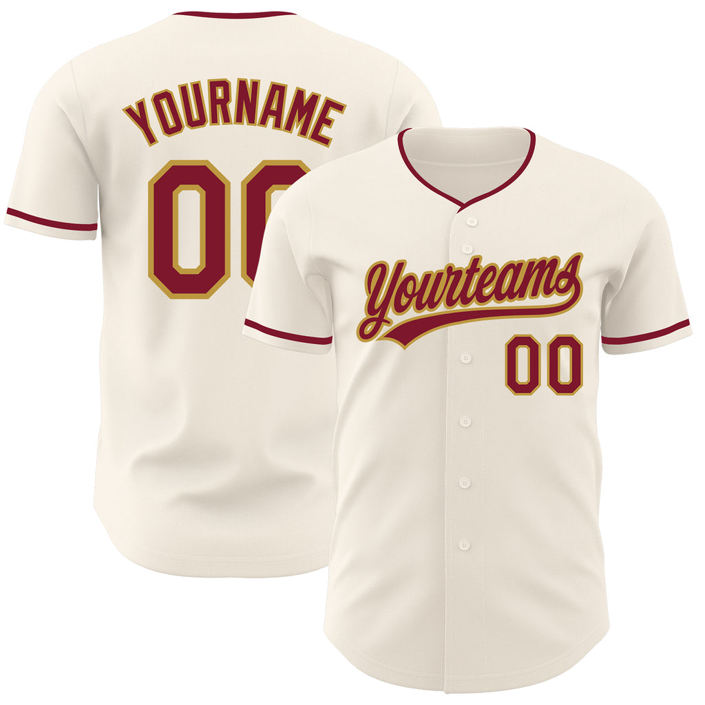 Custom Cream Crimson-Old Gold Authentic Baseball Jersey