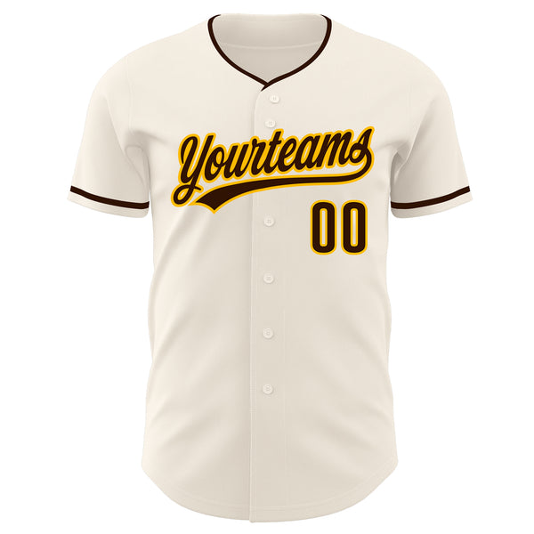 Custom Cream Brown-Gold Authentic Baseball Jersey