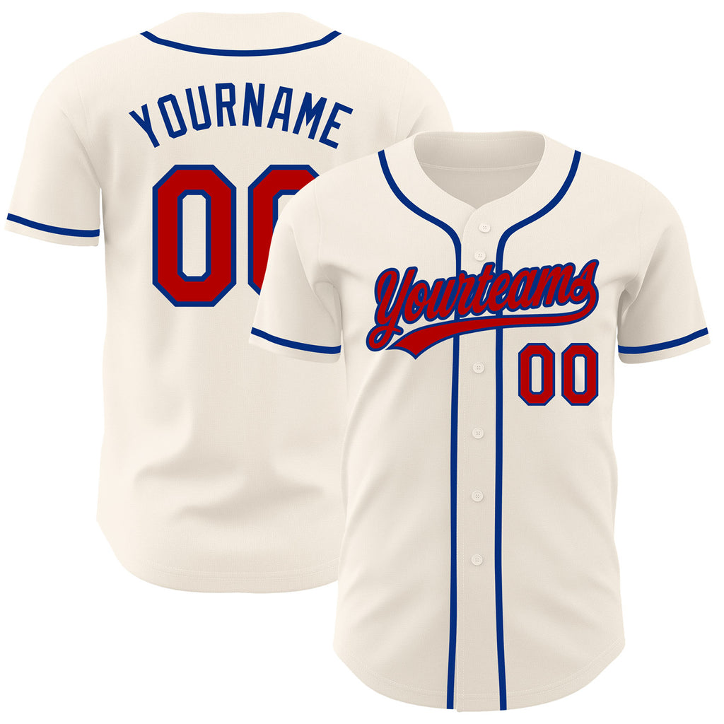 Custom Cream Red-Royal Authentic Baseball Jersey