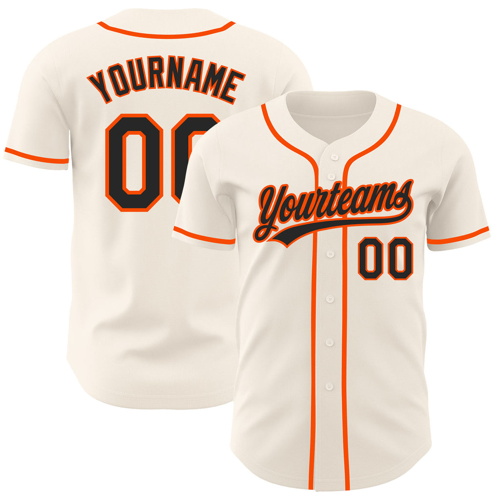 Custom Cream Black-Orange Authentic Baseball Jersey
