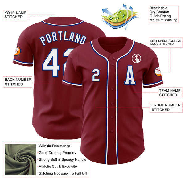 Custom Crimson White-Royal Authentic Baseball Jersey