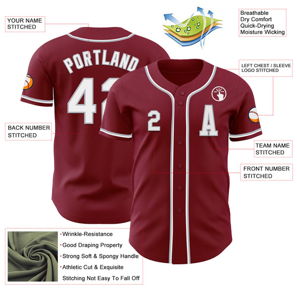 Custom Crimson White-Gray Authentic Baseball Jersey