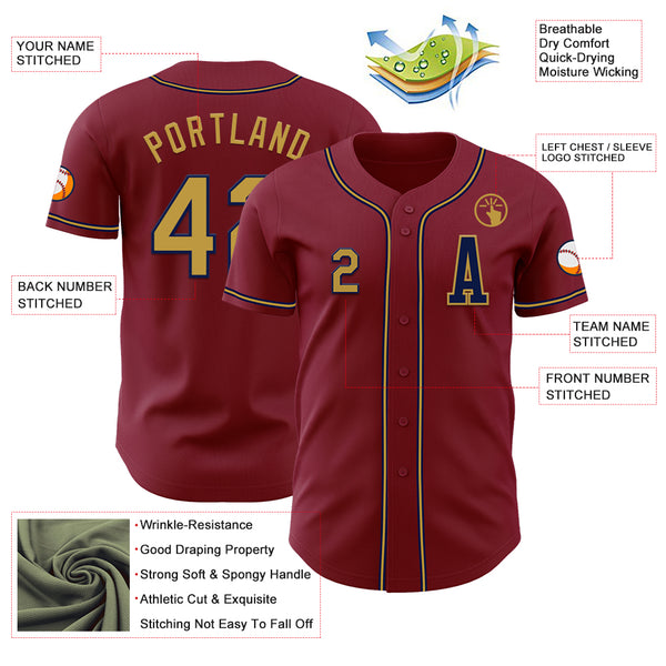 Custom Crimson Old Gold-Navy Authentic Baseball Jersey
