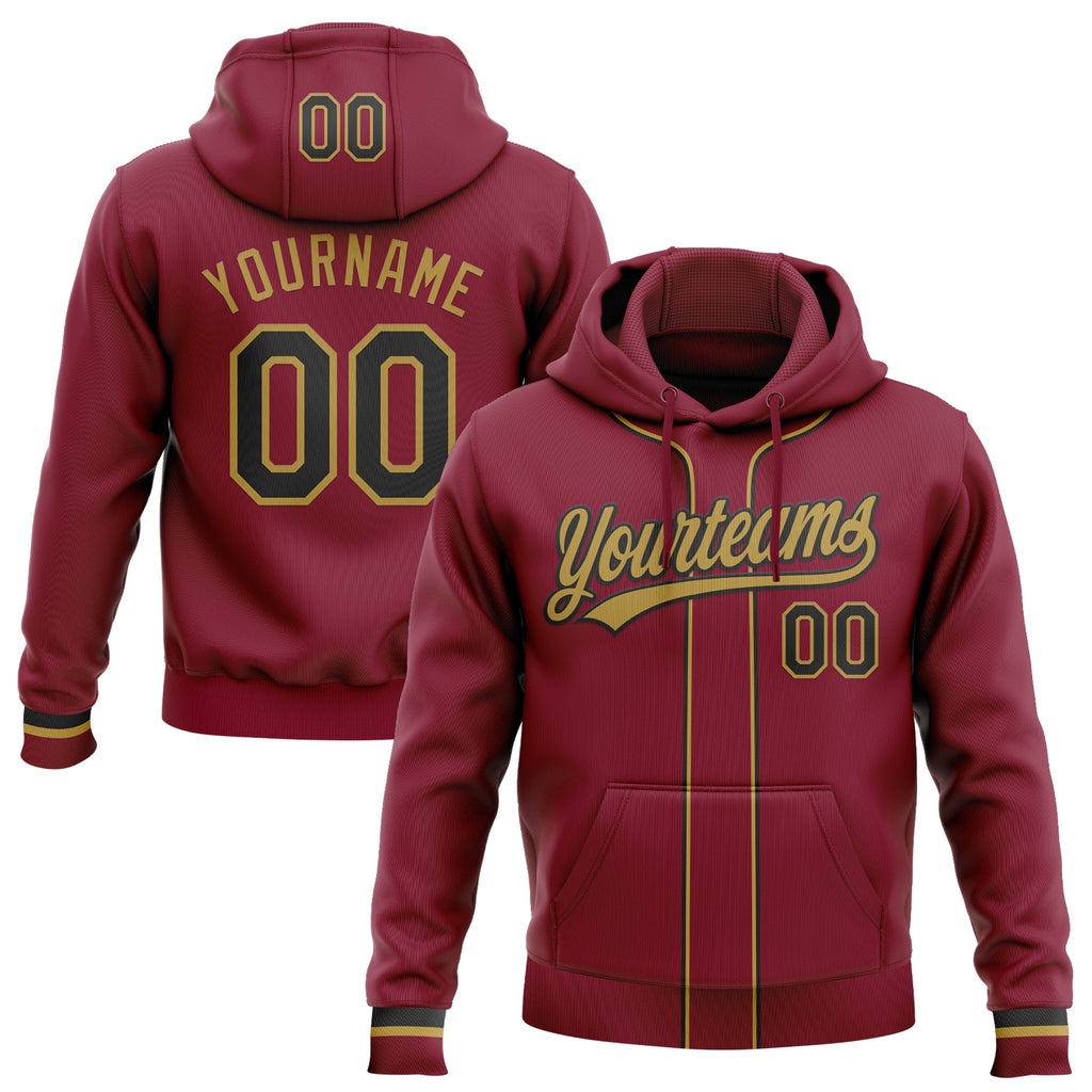 Custom Stitched Crimson Black-Old Gold Baseball Pullover Sweatshirt Hoodie