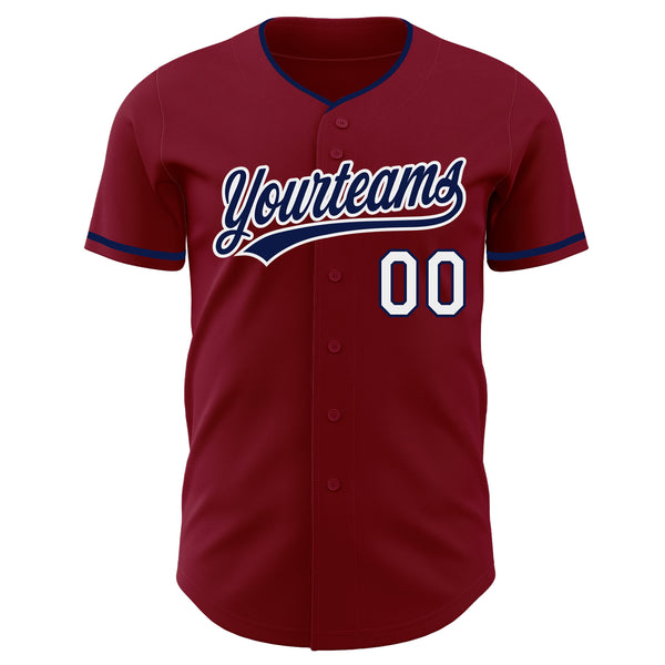 Custom Crimson Navy-White Authentic Baseball Jersey