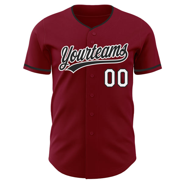 Custom Crimson Black-White Authentic Baseball Jersey