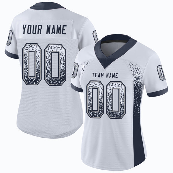 Custom White Navy-Gray Drift Fashion Football Jersey
