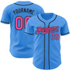 Custom Electric Blue Pink-Black Authentic Baseball Jersey