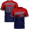 Custom Red Navy-White Fade Fashion Performance T-Shirt