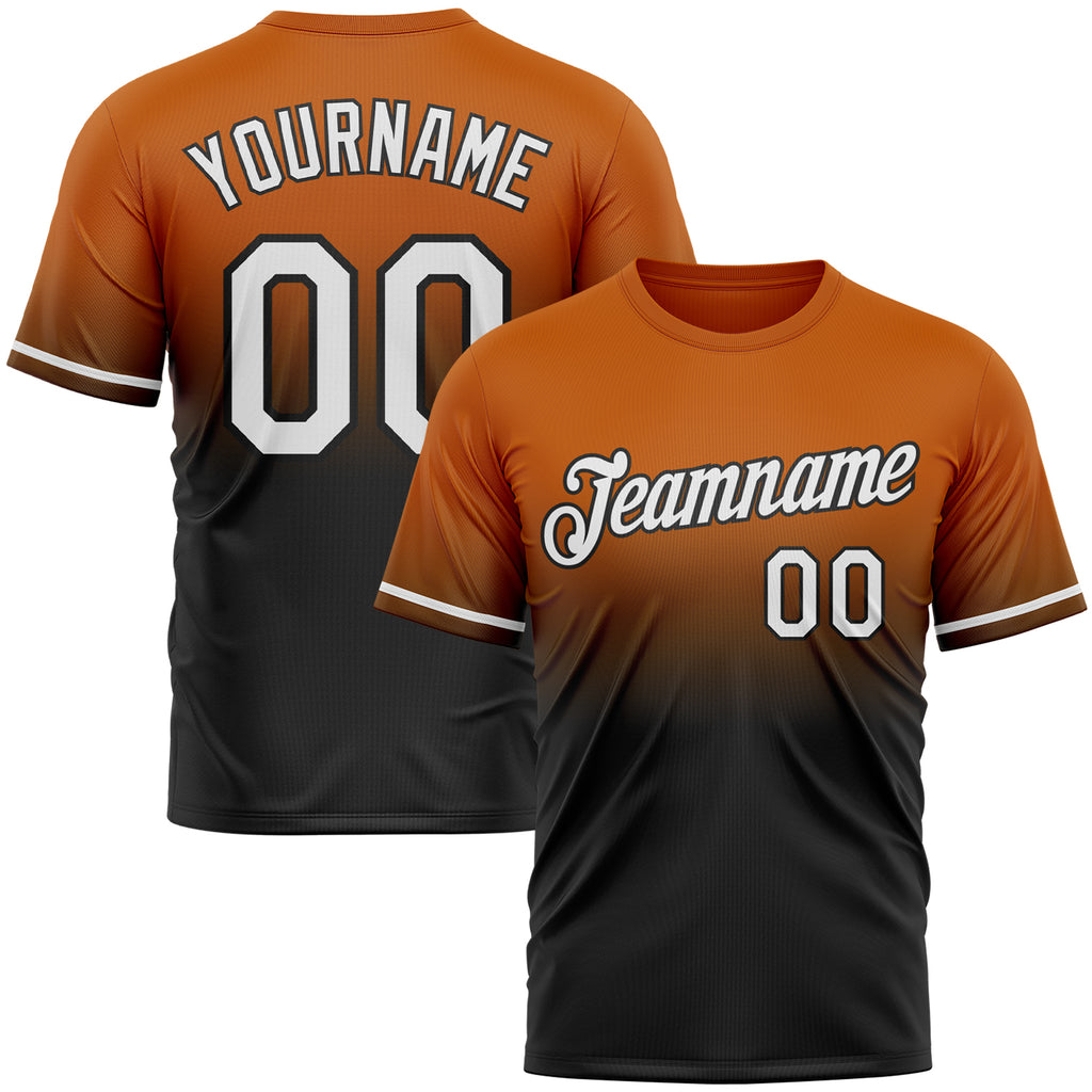 Custom Texas Orange White-Black Fade Fashion Performance T-Shirt