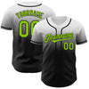 Custom White Neon Green-Black Authentic Fade Fashion Baseball Jersey