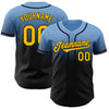 Custom Light Blue Yellow-Black Authentic Fade Fashion Baseball Jersey