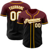 Custom Burgundy Black-Gold Authentic Fade Fashion Baseball Jersey