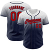 Custom White Red-Navy Authentic Fade Fashion Baseball Jersey