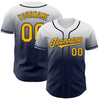 Custom White Gold-Navy Authentic Fade Fashion Baseball Jersey