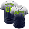 Custom White Neon Green-Navy Authentic Fade Fashion Baseball Jersey