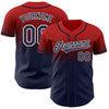 Custom Red Navy-White Authentic Fade Fashion Baseball Jersey