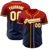 Custom Red Navy-Gold Authentic Fade Fashion Baseball Jersey
