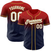 Custom Red Navy-Old Gold Authentic Fade Fashion Baseball Jersey