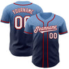Custom Light Blue Navy-Red Authentic Fade Fashion Baseball Jersey