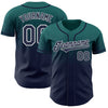 Custom Teal Navy-White Authentic Fade Fashion Baseball Jersey