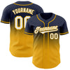 Custom Navy White-Gold Authentic Fade Fashion Baseball Jersey