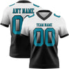 Custom White Teal-Black Authentic Fade Fashion Football Jersey