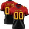 Custom Red Gold-Black Authentic Fade Fashion Football Jersey