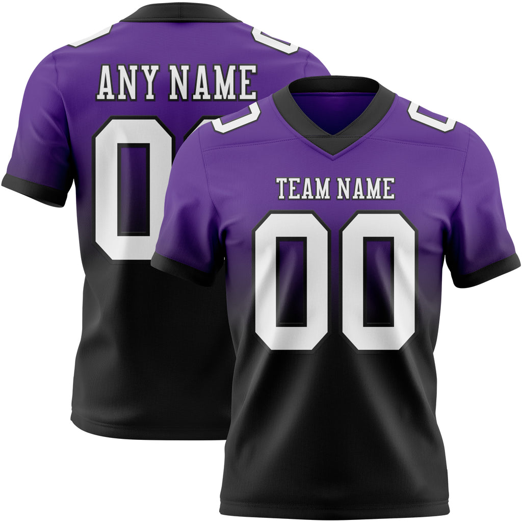 Custom Purple White-Black Mesh Authentic Fade Fashion Football Jersey