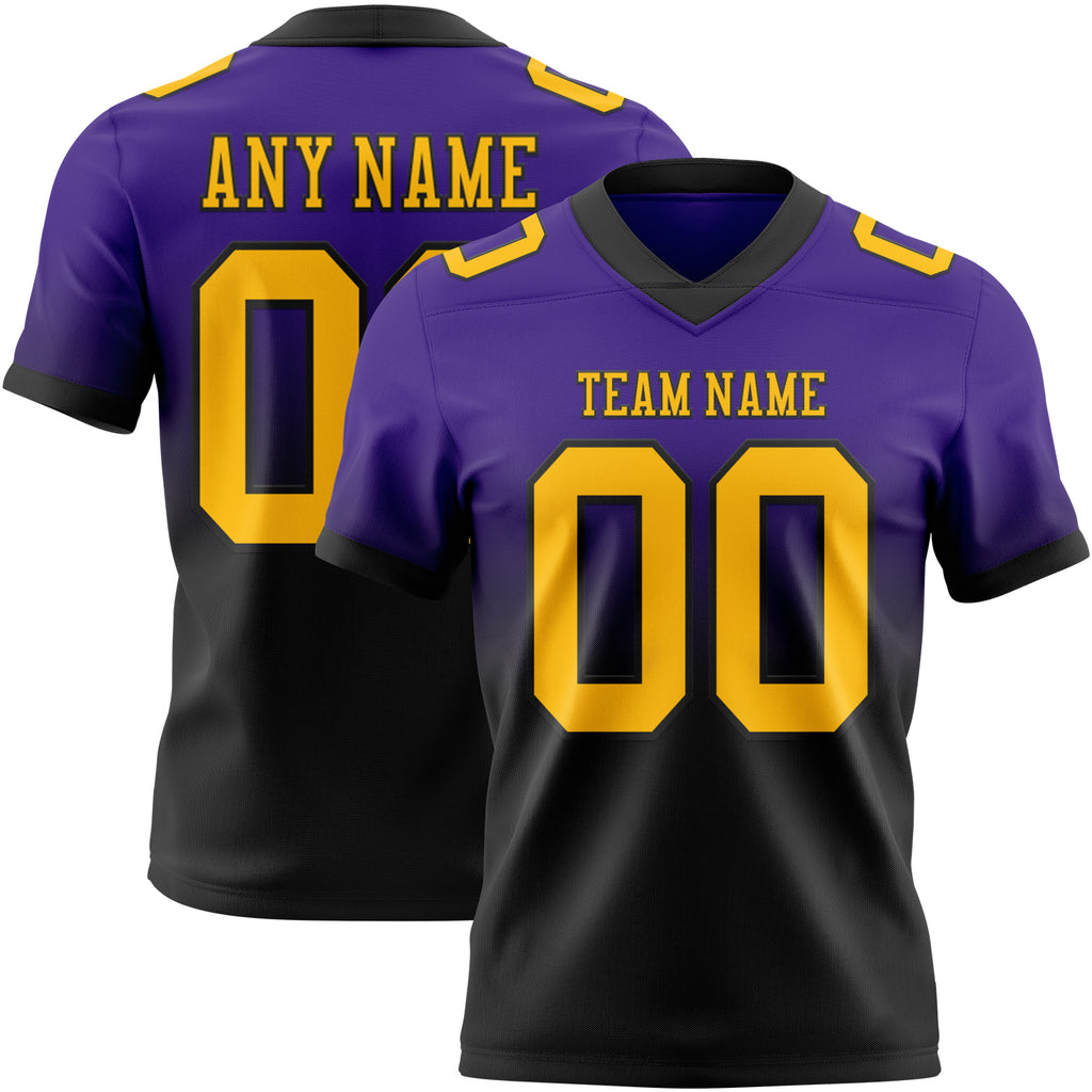Custom Purple Gold-Black Authentic Fade Fashion Football Jersey