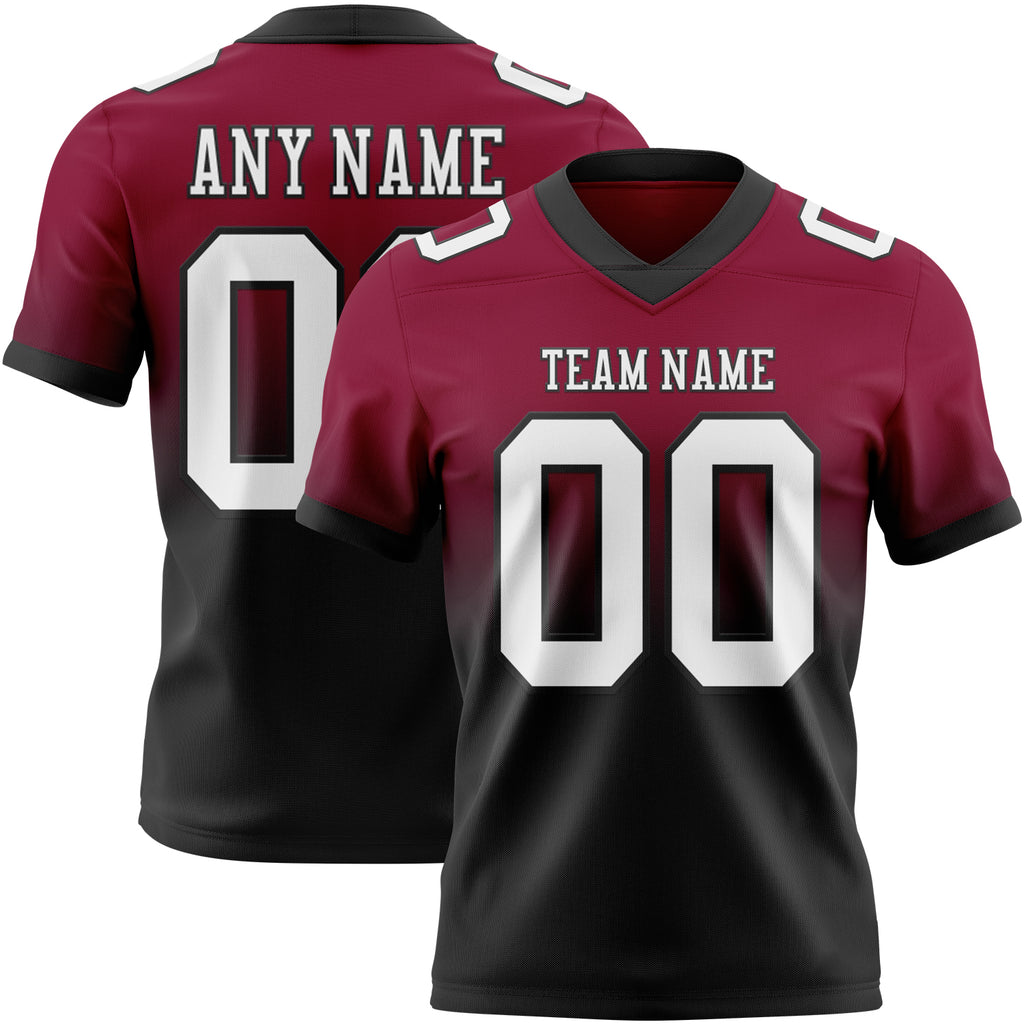 Custom Maroon White-Black Authentic Fade Fashion Football Jersey