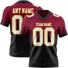 Custom Maroon White Black-Gold Authentic Fade Fashion Football Jersey