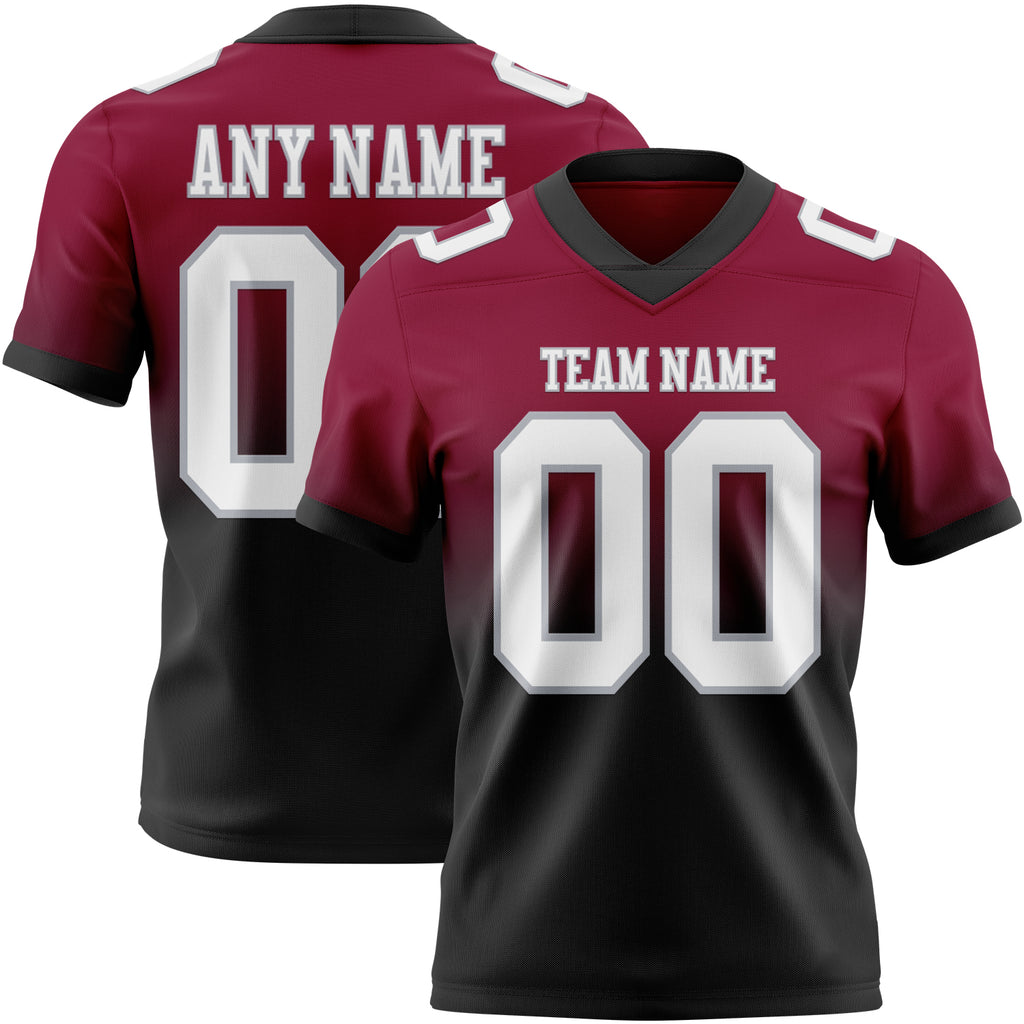 Custom Maroon White Black-Gray Mesh Authentic Fade Fashion Football Jersey